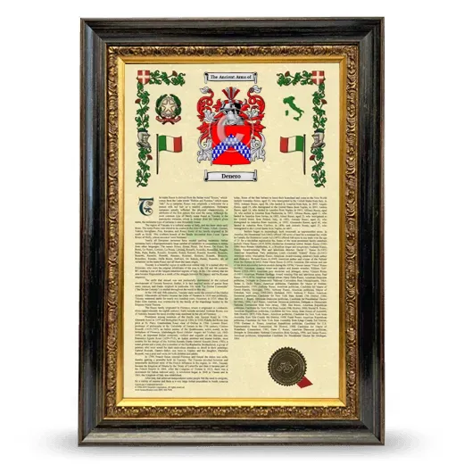 Denero Armorial History Framed - Heirloom