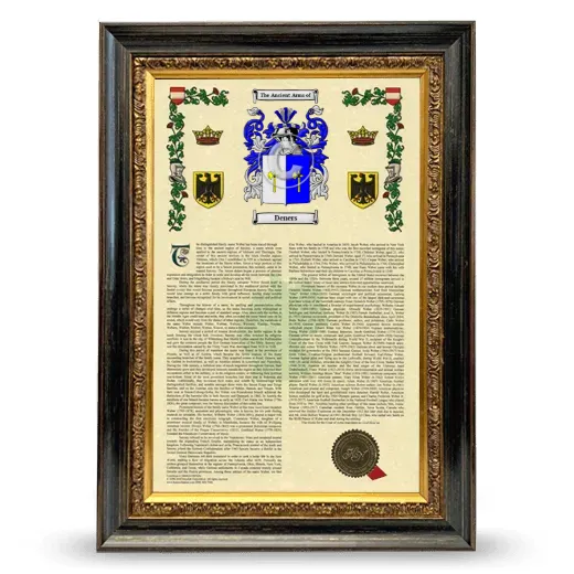 Deners Armorial History Framed - Heirloom