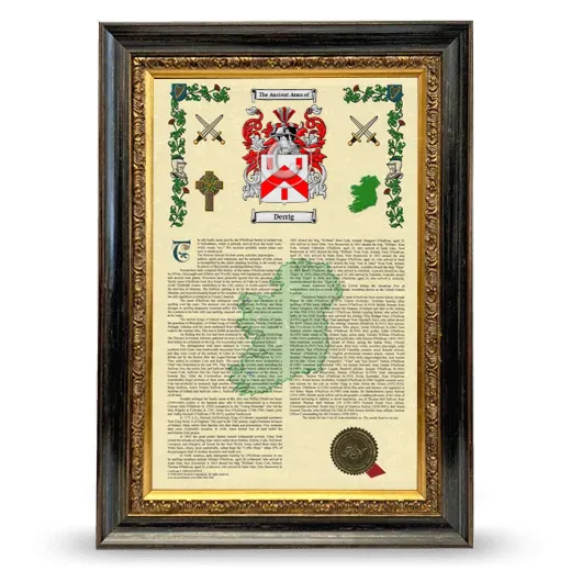 Derrig Armorial History Framed - Heirloom