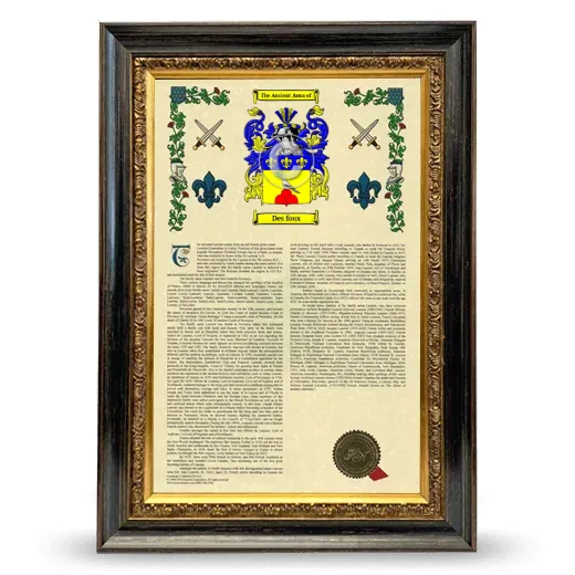 Des foux Armorial History Framed - Heirloom