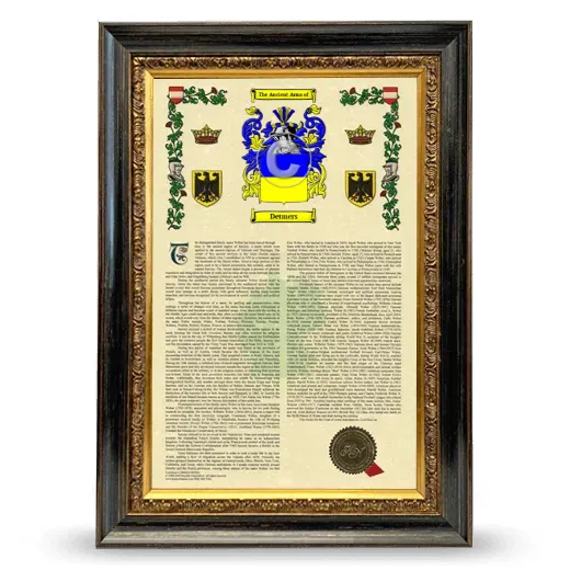 Detmers Armorial History Framed - Heirloom