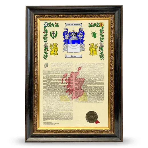 Devar Armorial History Framed - Heirloom