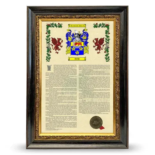 Devie Armorial History Framed - Heirloom