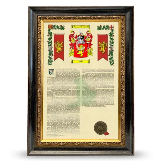 Dills Armorial History Framed - Heirloom