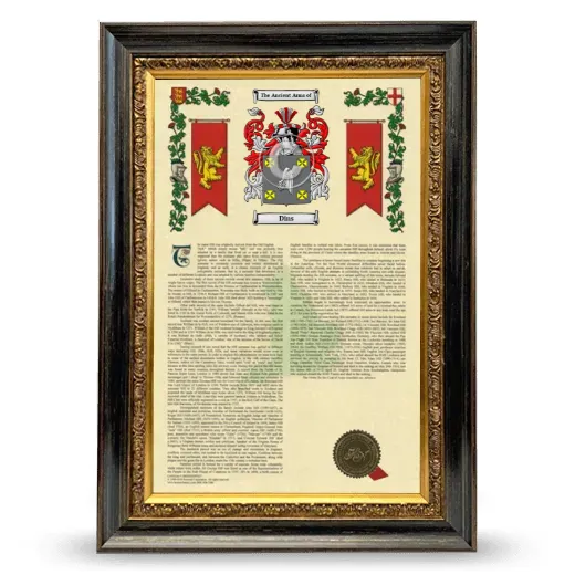 Dins Armorial History Framed - Heirloom