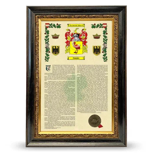 Domier Armorial History Framed - Heirloom