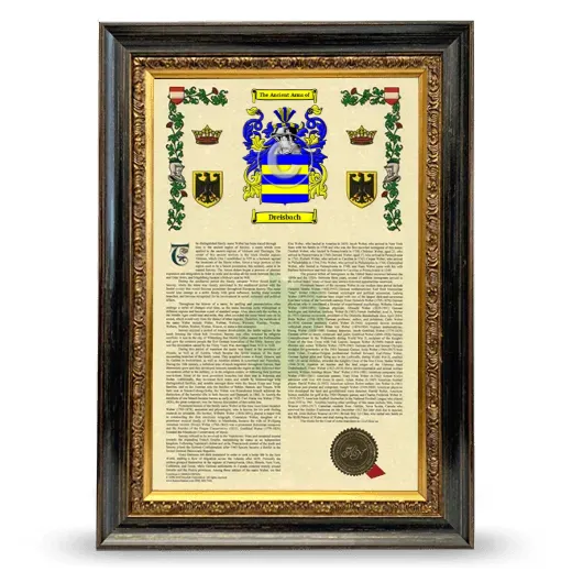Dreisbach Armorial History Framed - Heirloom