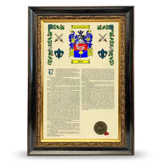 Ducas Armorial History Framed - Heirloom