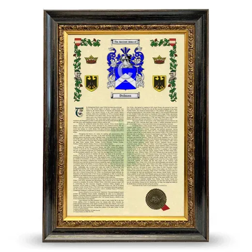 Dulman Armorial History Framed - Heirloom