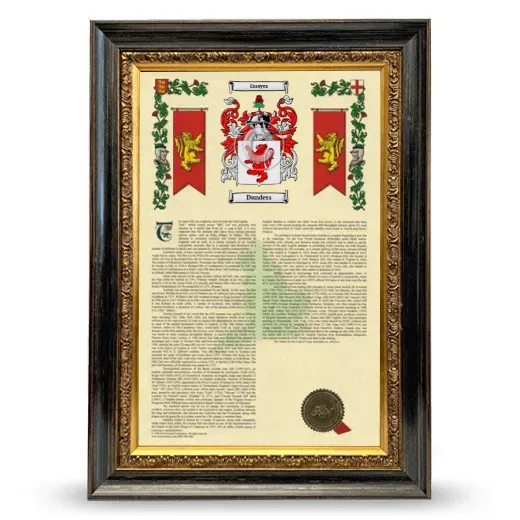 Dundess Armorial History Framed - Heirloom