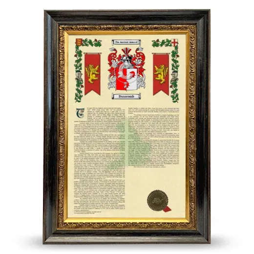 Dunscomb Armorial History Framed - Heirloom