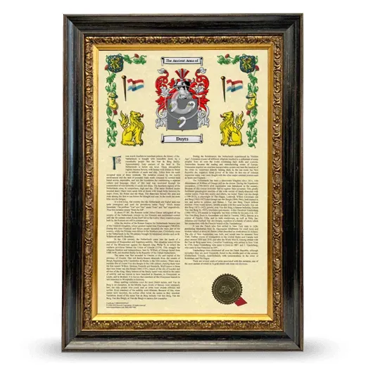 Duyts Armorial History Framed - Heirloom