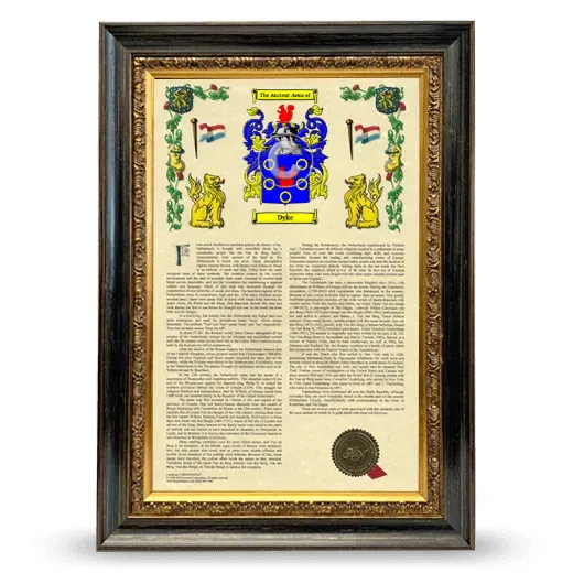 Dyke Armorial History Framed - Heirloom