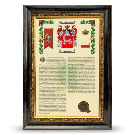 Dzierzbicki Armorial History Framed - Heirloom