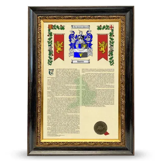 Emetts Armorial History Framed - Heirloom