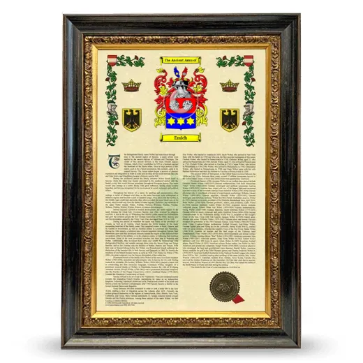 Emich Armorial History Framed - Heirloom