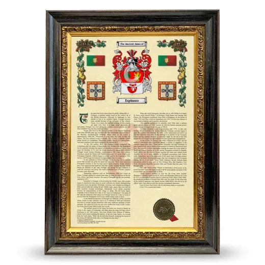Espinozo Armorial History Framed - Heirloom