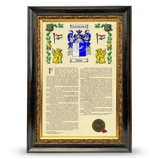 Faguet Armorial History Framed - Heirloom