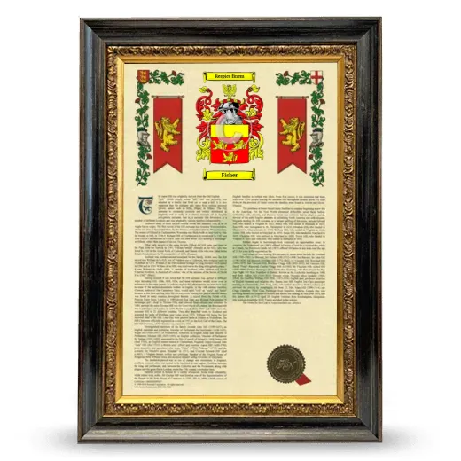 Fisher Armorial History Framed - Heirloom