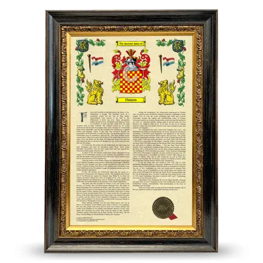 Flamen Armorial History Framed - Heirloom
