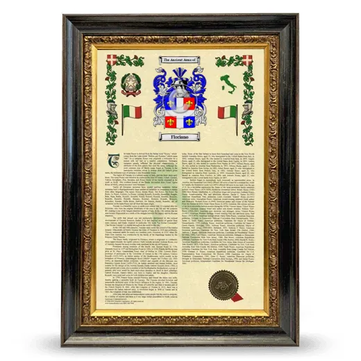 Floriano Armorial History Framed - Heirloom