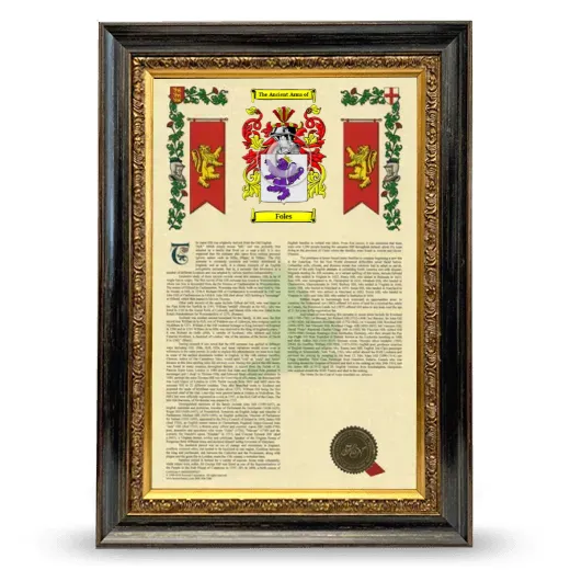 Foles Armorial History Framed - Heirloom