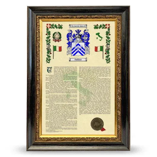 Forlano Armorial History Framed - Heirloom
