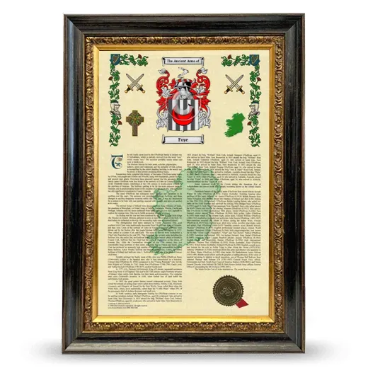Foye Armorial History Framed - Heirloom