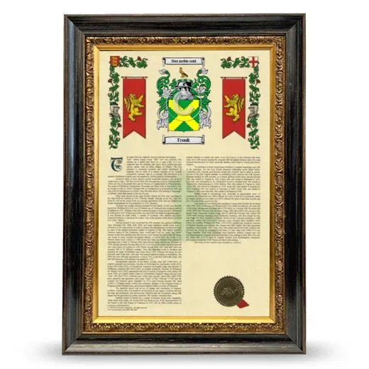 Fronk Armorial History Framed - Heirloom