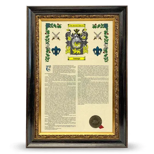 Gamage Armorial History Framed - Heirloom