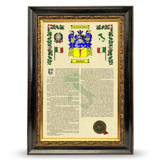 Gambetti Armorial History Framed - Heirloom