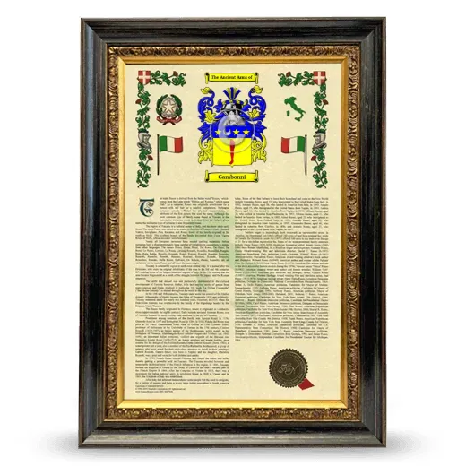 Gambonni Armorial History Framed - Heirloom