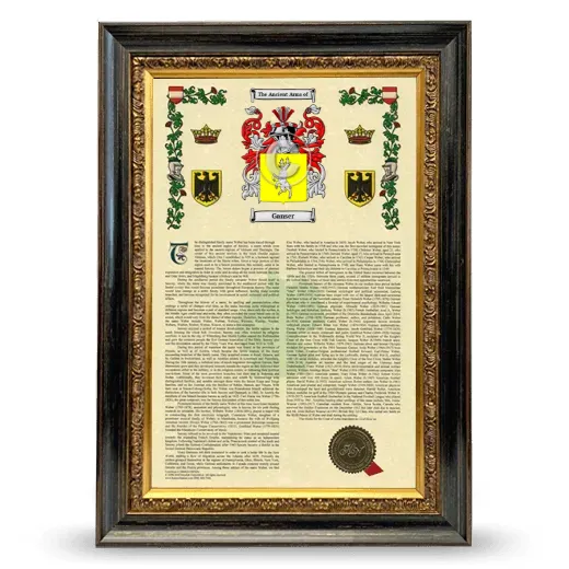 Ganser Armorial History Framed - Heirloom
