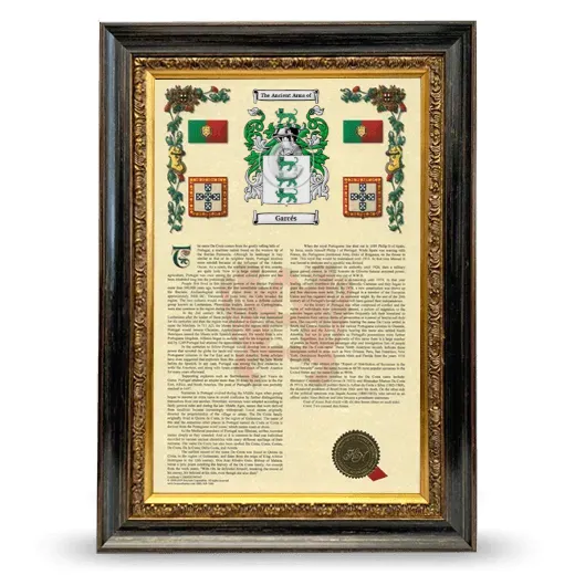 Garcés Armorial History Framed - Heirloom