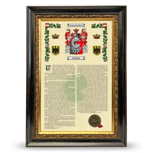 Gartener Armorial History Framed - Heirloom
