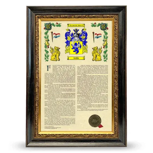 Gedda Armorial History Framed - Heirloom