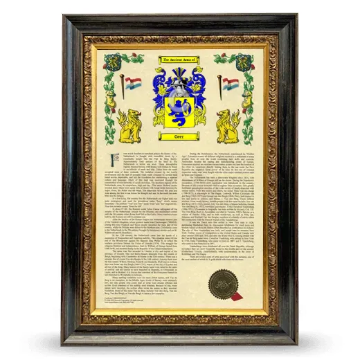 Geer Armorial History Framed - Heirloom