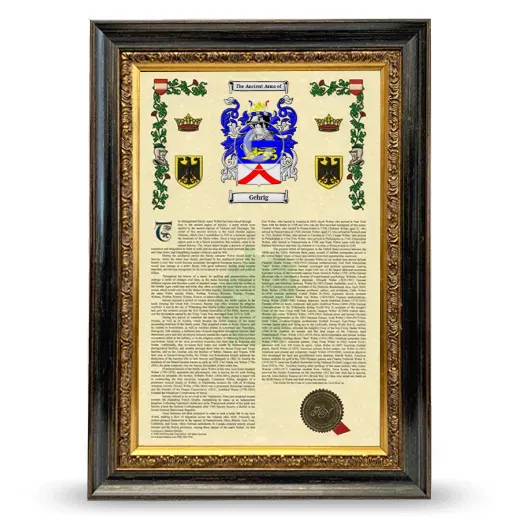 Gehrig Armorial History Framed - Heirloom