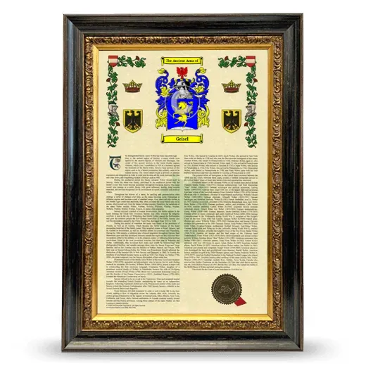 Geisel Armorial History Framed - Heirloom