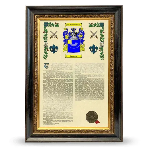 Gendron Armorial History Framed - Heirloom