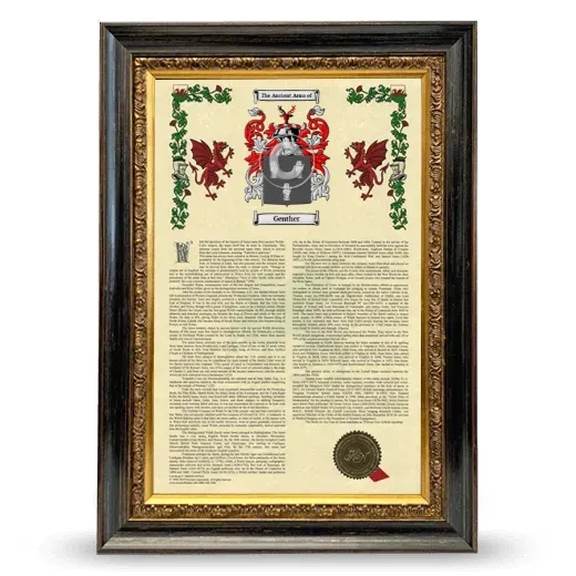 Genther Armorial History Framed - Heirloom