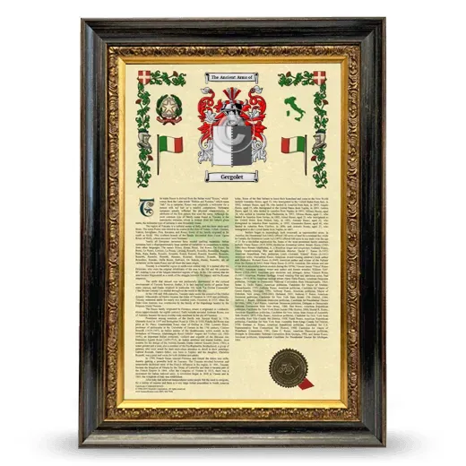 Gergolet Armorial History Framed - Heirloom