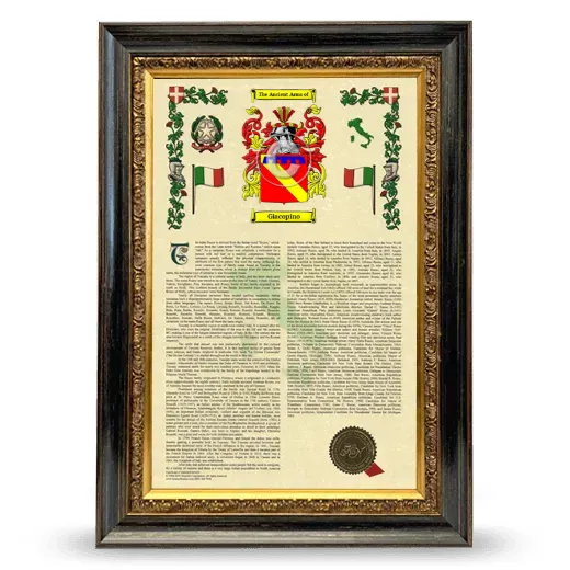 Giacopino Armorial History Framed - Heirloom
