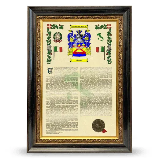 Giardi Armorial History Framed - Heirloom