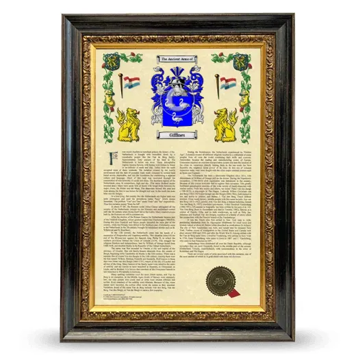 Giffines Armorial History Framed - Heirloom
