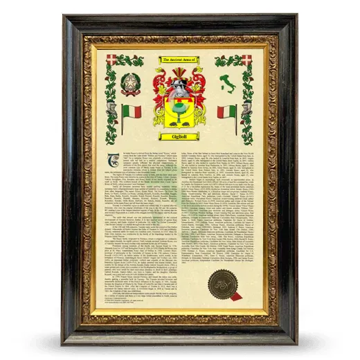 Giglioli Armorial History Framed - Heirloom