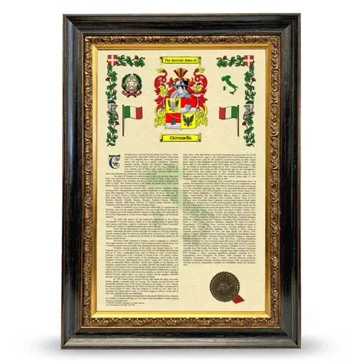 Giovanella Armorial History Framed - Heirloom
