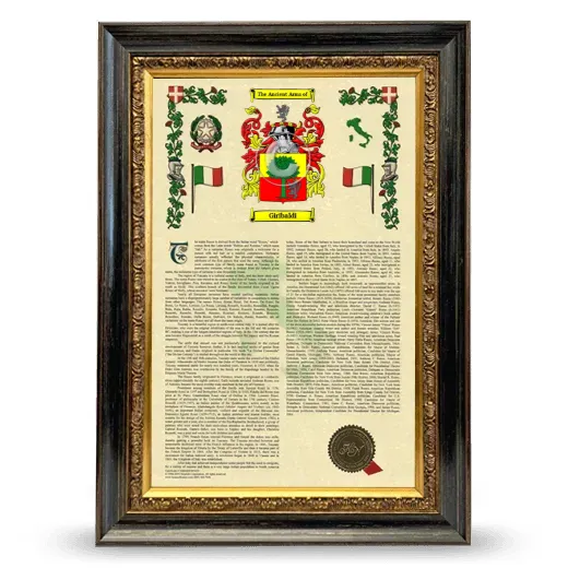 Giribaldi Armorial History Framed - Heirloom