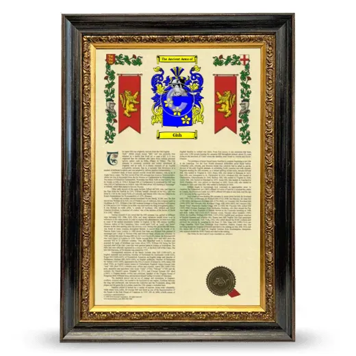 Gish Armorial History Framed - Heirloom