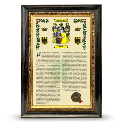 Glück Armorial History Framed - Heirloom